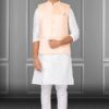 Awesome White and Peach Colored Designer Kurta Set