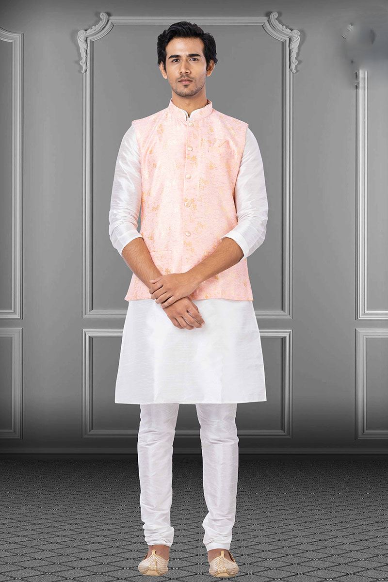 Amazing White and Pink Colored Designer Kurta Set
