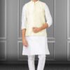 Splendid White and Yellow Colored Designer Kurta Set
