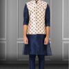 Spectacular Navy Blue and Golden Colored Designer Kurta Set