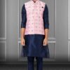 Charismatic Navy Blue and Pink Colored Designer Kurta Set