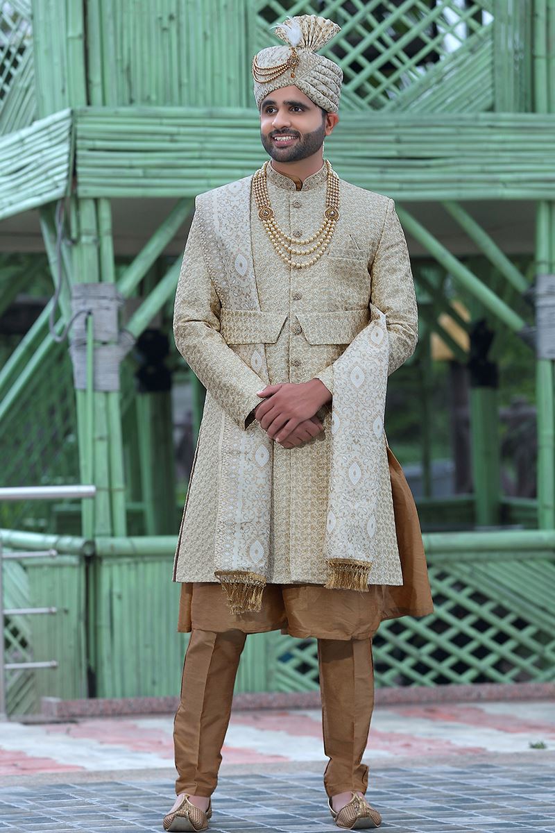 Charming Cream Colored Designer Sherwani