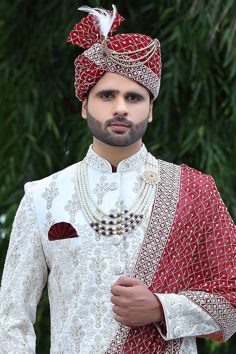 Majestic White Colored Designer Sherwani