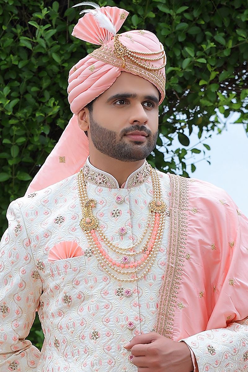Appealing Off-White Colored Designer Sherwani