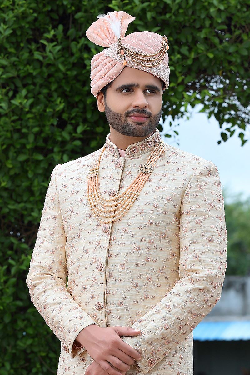 Charismatic Cream Colored Designer Sherwani