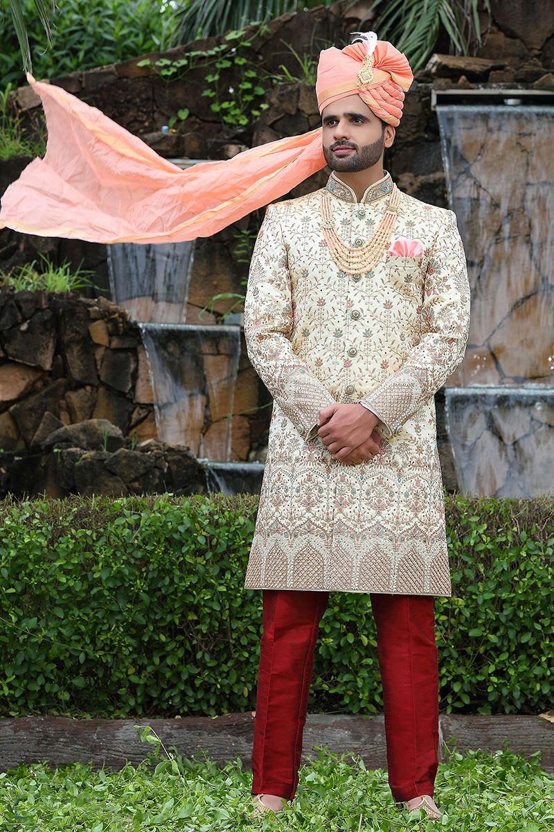 Charming Cream Colored Designer Sherwani