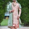 Aesthetic Peach Colored Designer Sherwani