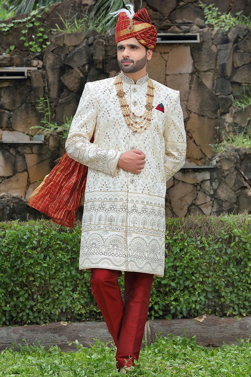 Charming Cream Colored Designer Sherwani