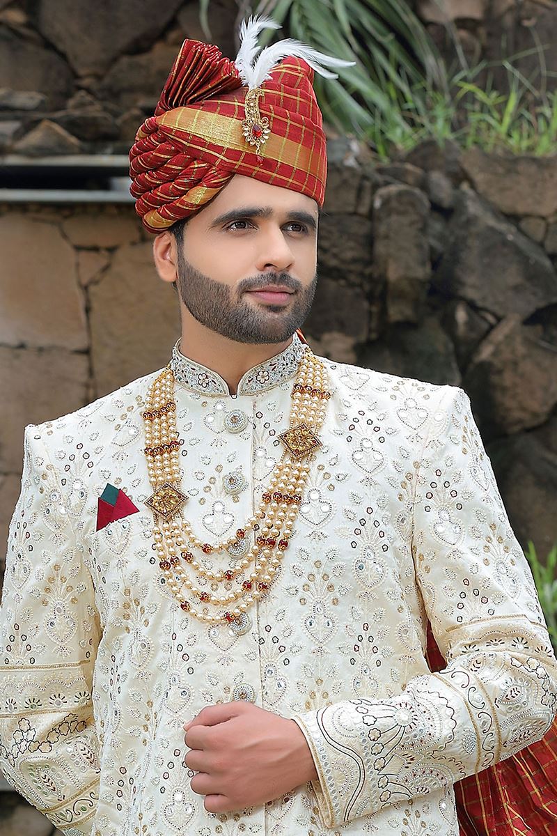 Charming Cream Colored Designer Sherwani