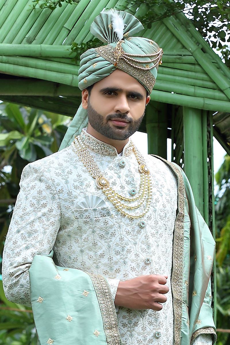 Magnificent Off-White Colored Designer Sherwani