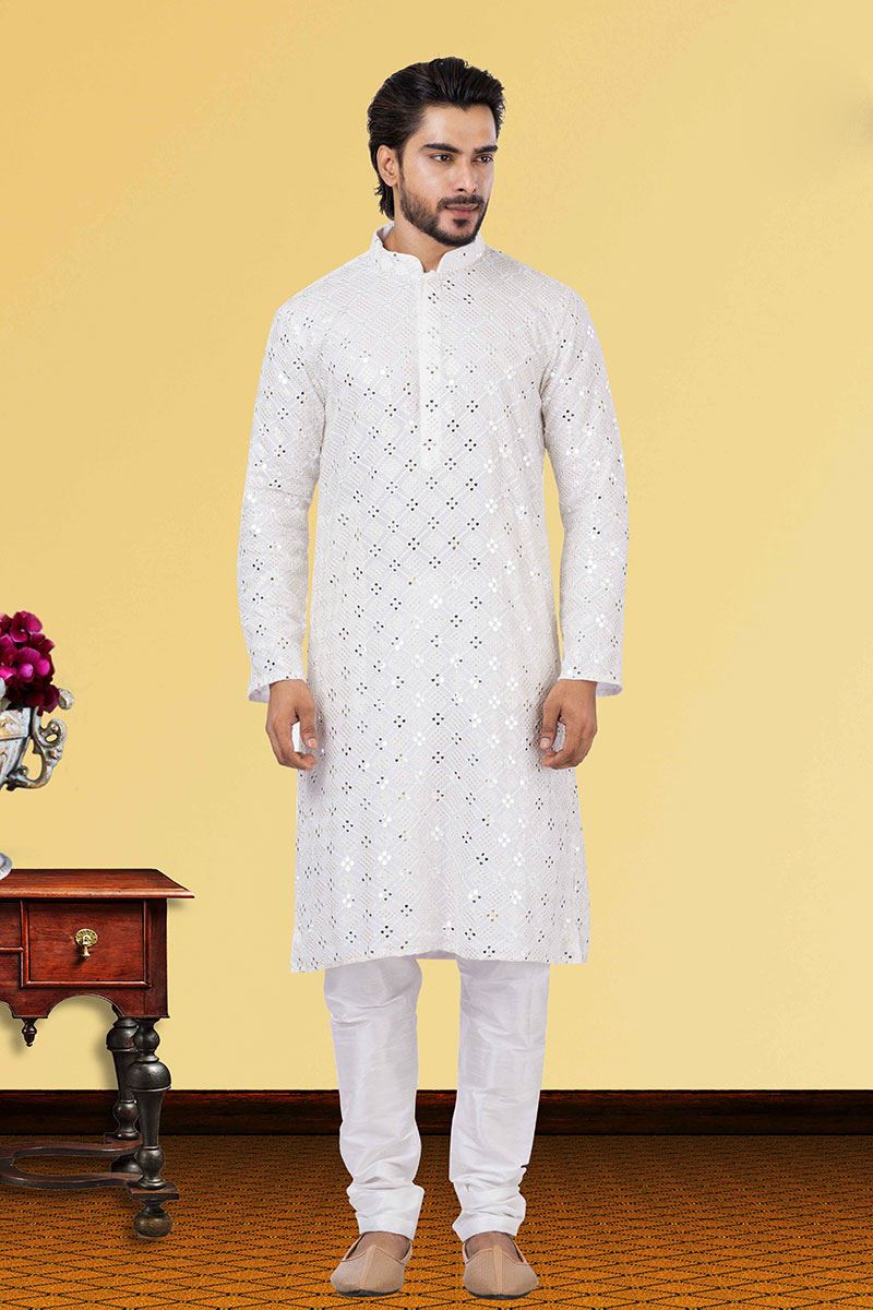 Amazing White Colored Designer Kurta Set