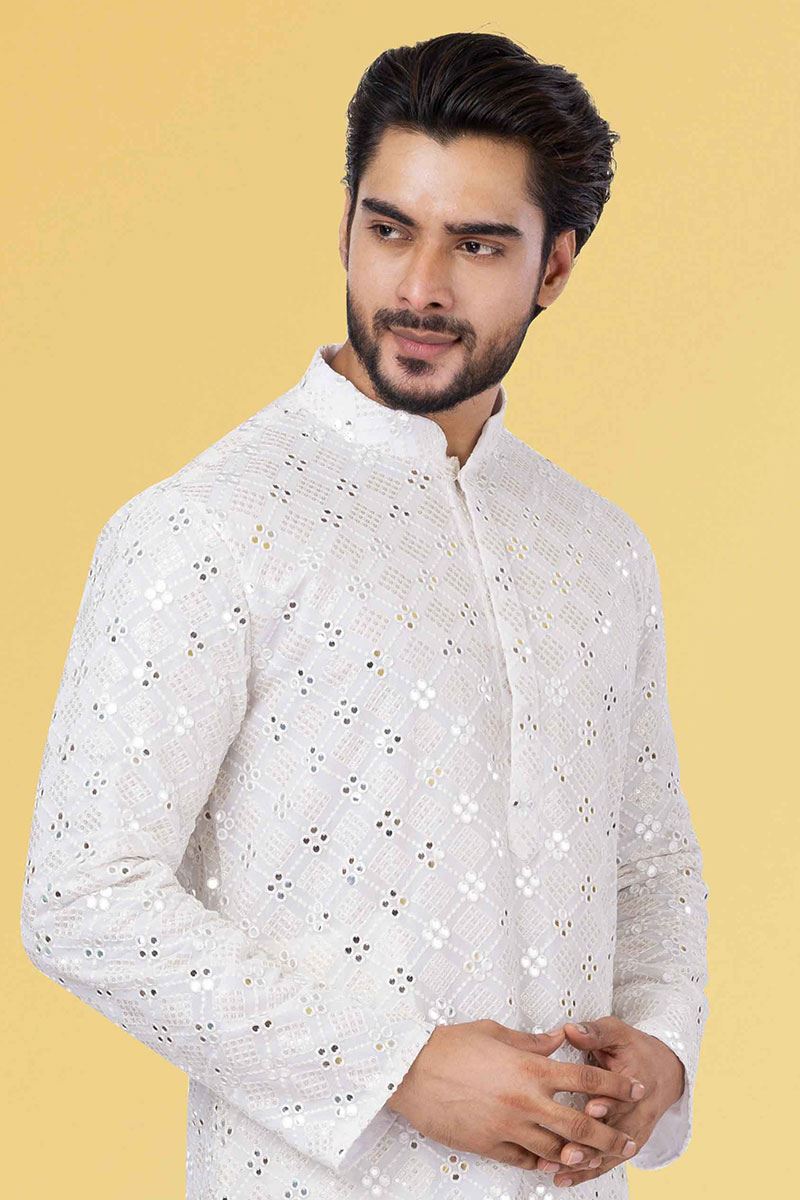 Amazing White Colored Designer Kurta Set