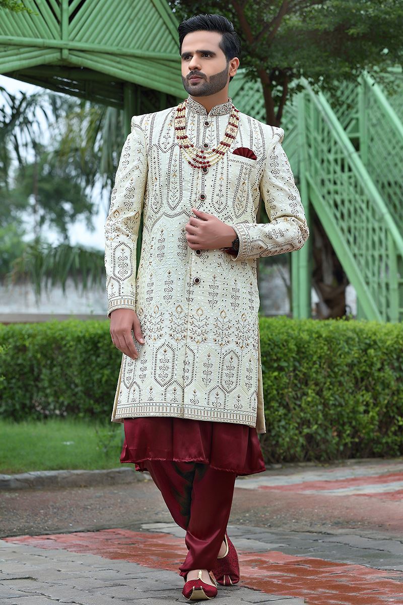 Marvelous Cream Colored Designer Sherwani