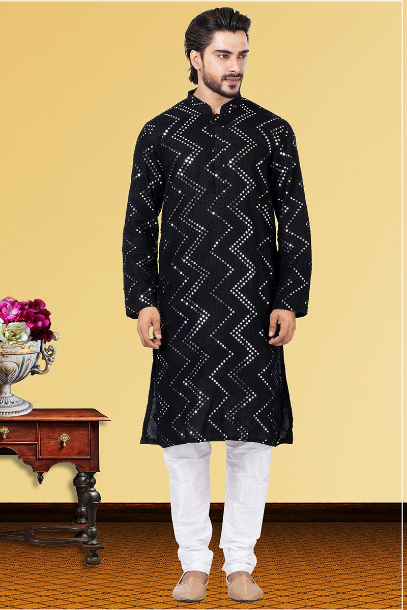 Awesome Black Colored Designer Kurta Set