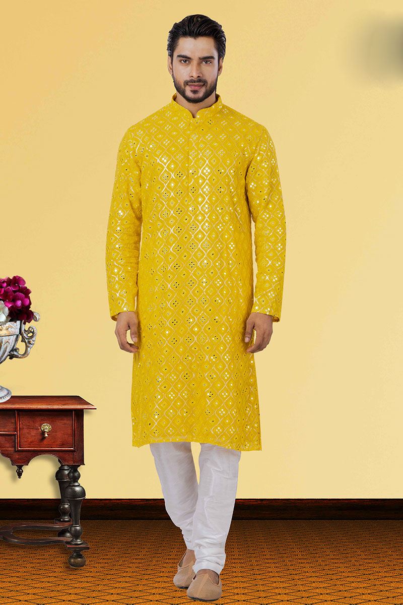 Enticing Mustard Colored Designer Kurta Set