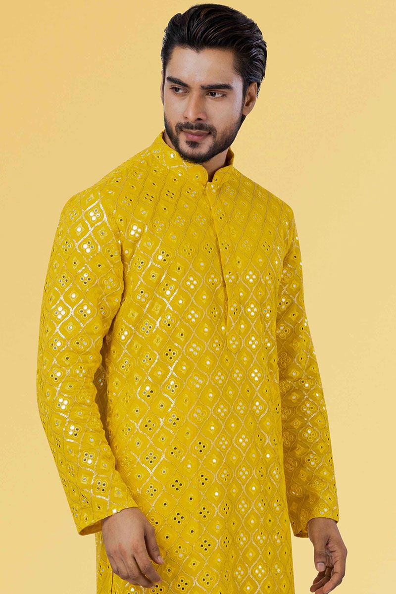 Enticing Mustard Colored Designer Kurta Set