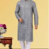 Aesthetic Grey Colored Designer Kurta Set