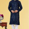 Exquisite Navy Blue Colored Designer Kurta Set