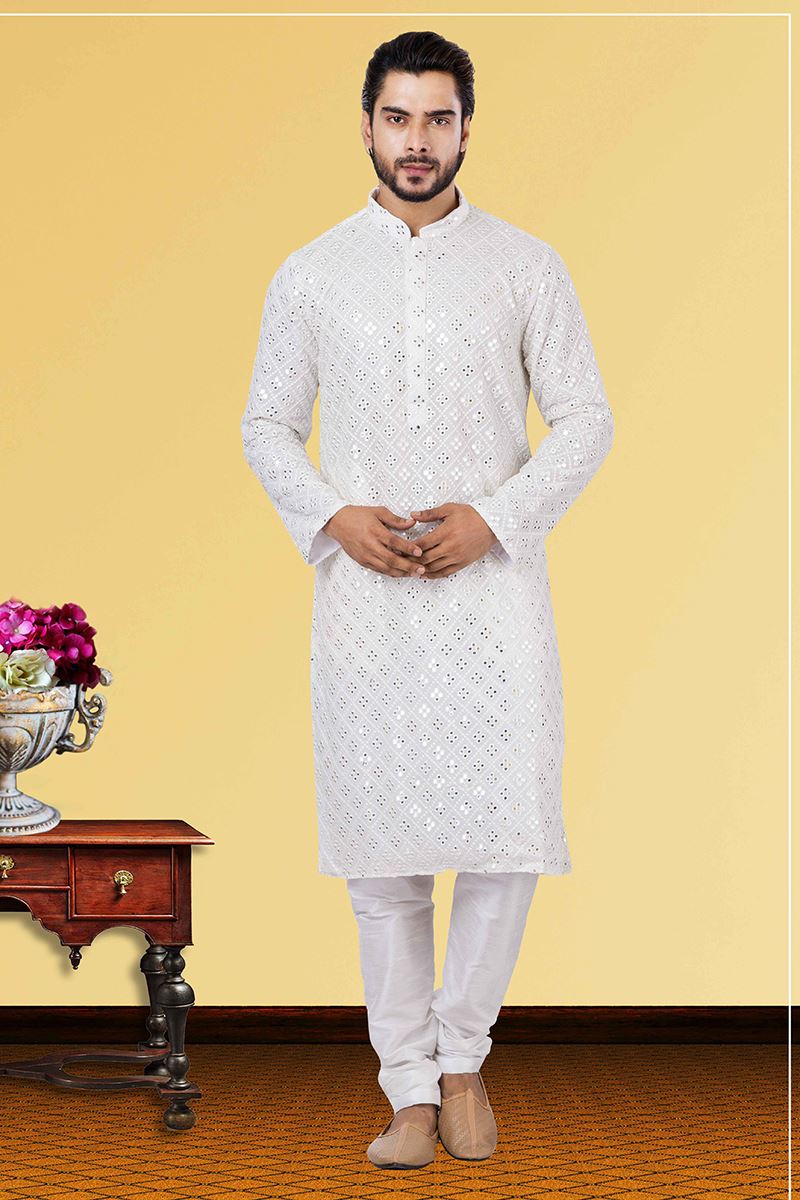 Exuberant White Colored Designer Kurta Set