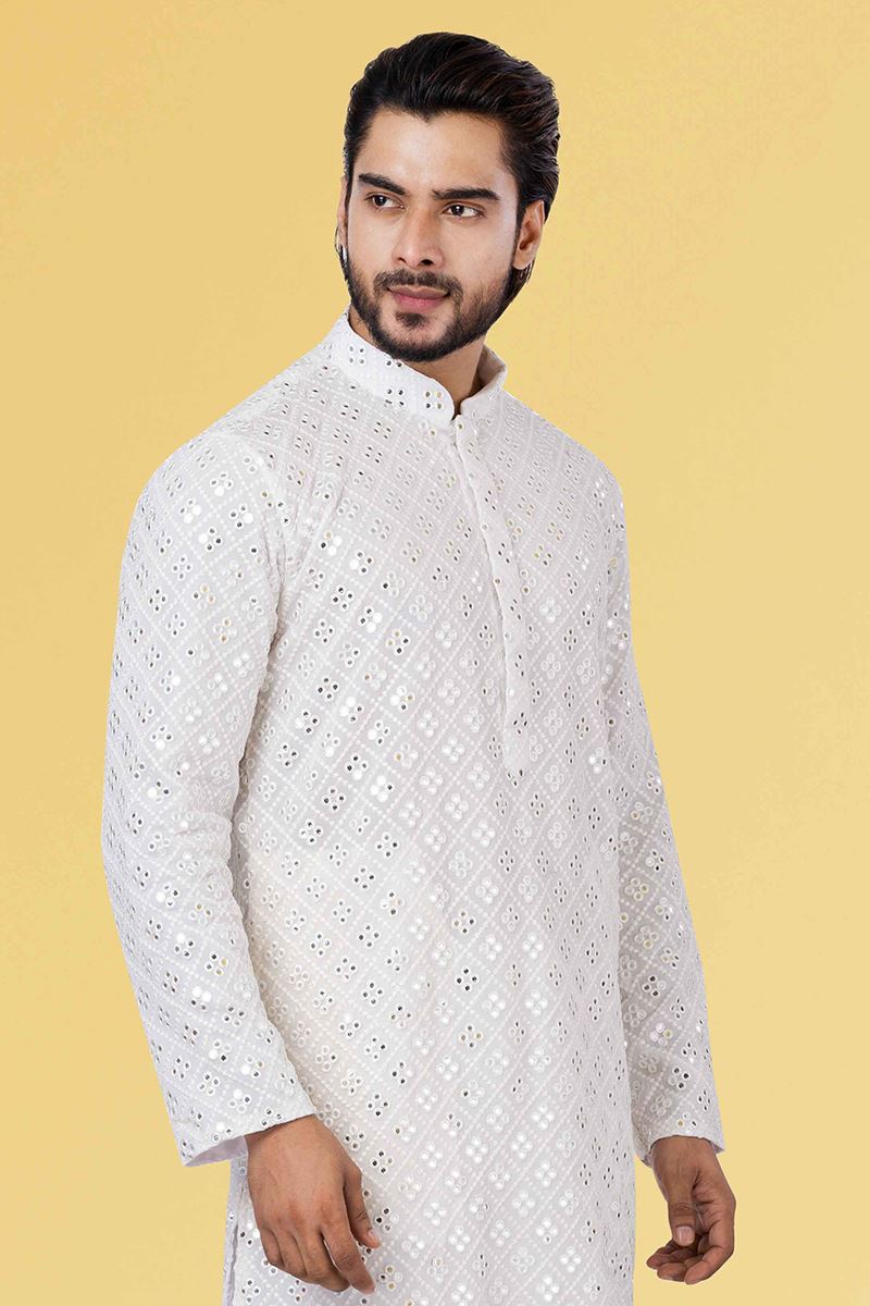 Exuberant White Colored Designer Kurta Set