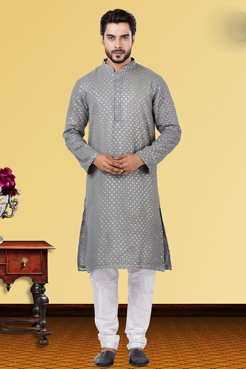 Classy Grey Colored Designer Kurta Set