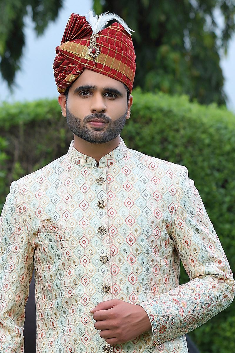 Spectacular Cream Colored Designer Sherwani