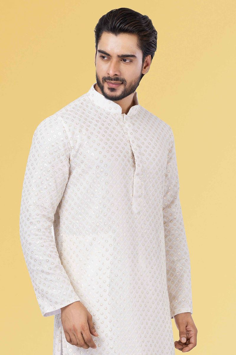 Majestic White Colored Designer Kurta Set