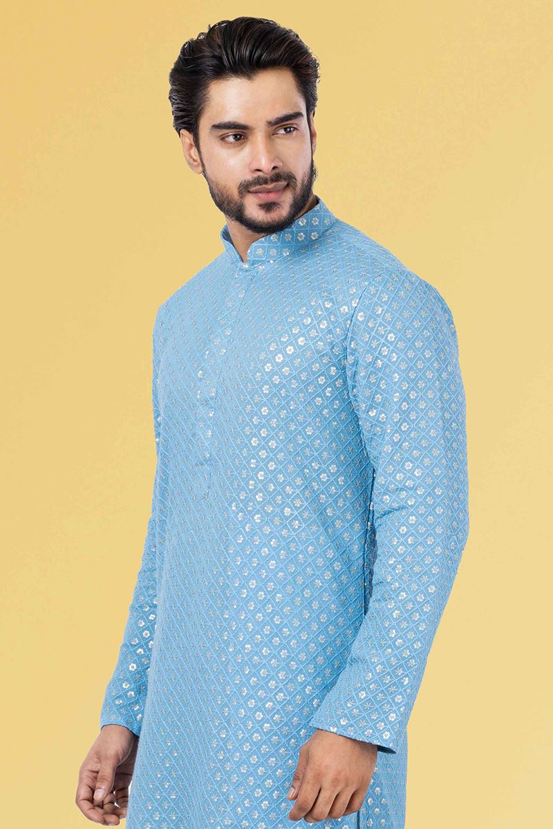 Appealing Sky Blue Colored Designer Kurta Set
