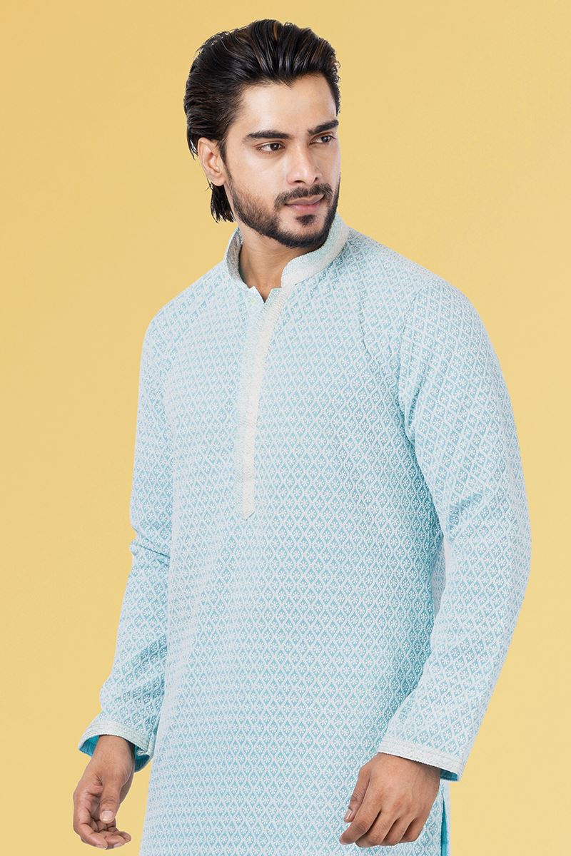 Elegant Ice Blue Colored Designer Kurta Set