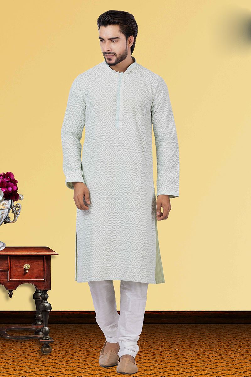 Dashing Sea Green Colored Designer Kurta Set