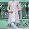 Enticing Light Pink and Off-White Colored Designer Sherwani