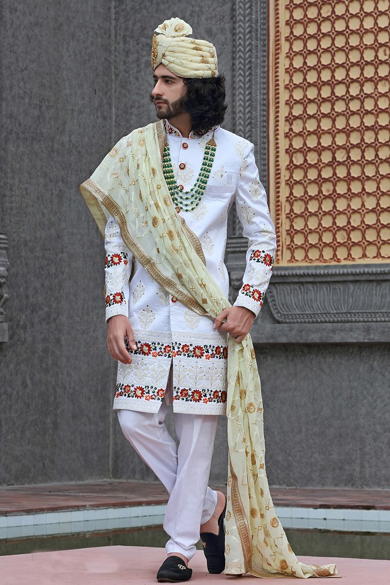 Exquisite White Colored Designer Sherwani