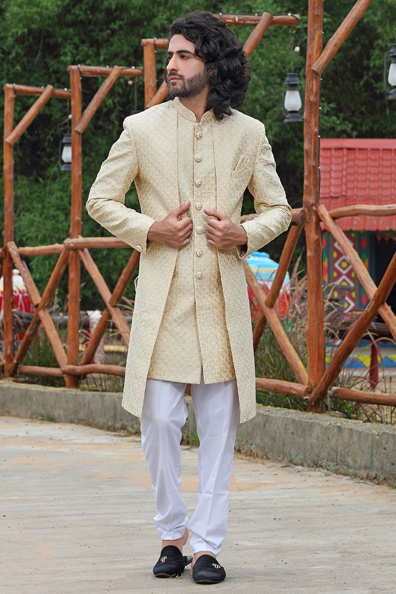 Charming Cream Colored Designer Sherwani