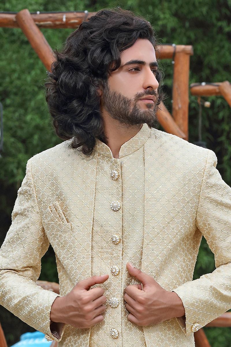 Charming Cream Colored Designer Sherwani