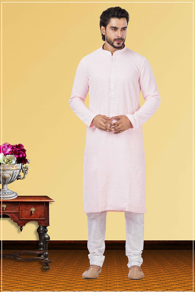 Stylish Light Pink Colored Designer Kurta Set