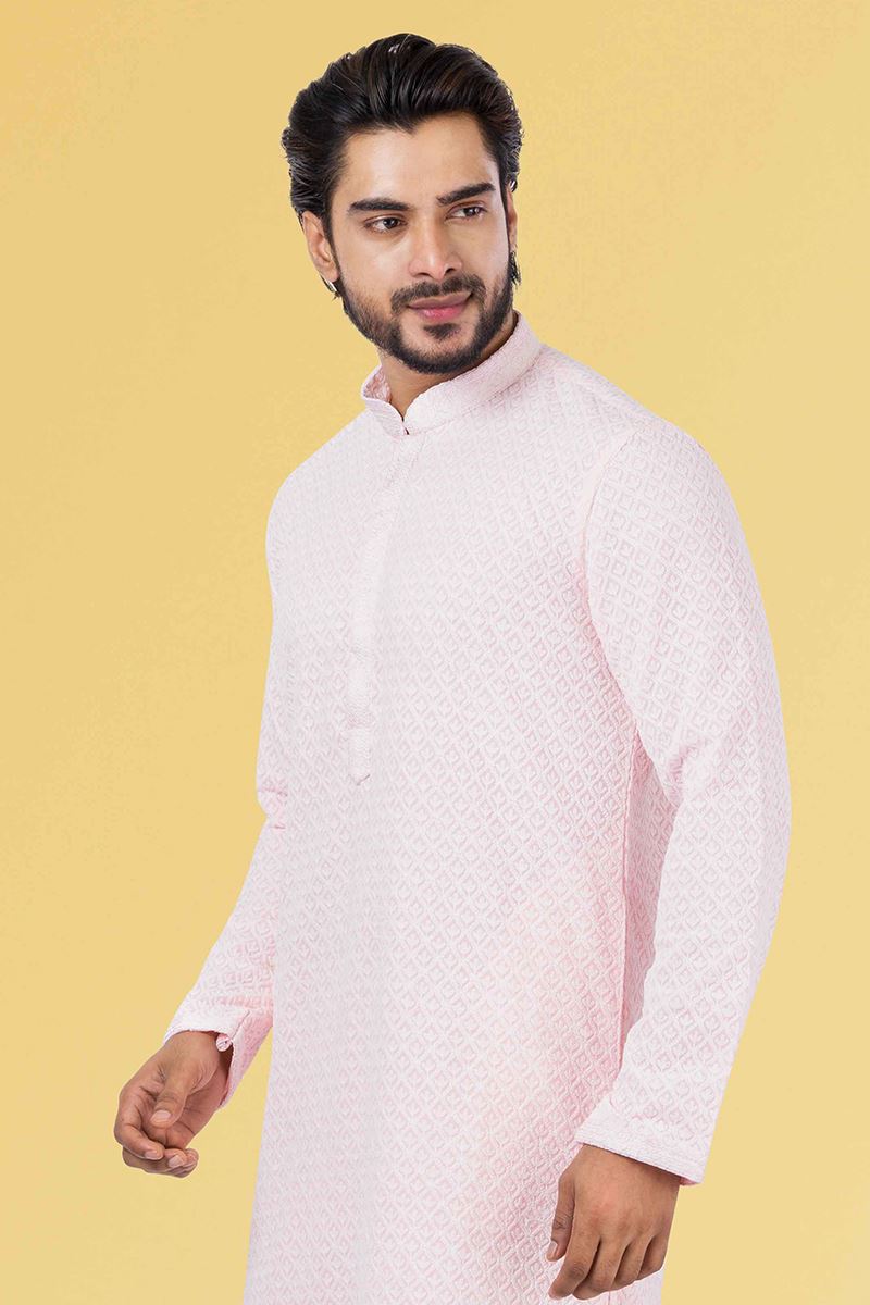 Stylish Light Pink Colored Designer Kurta Set