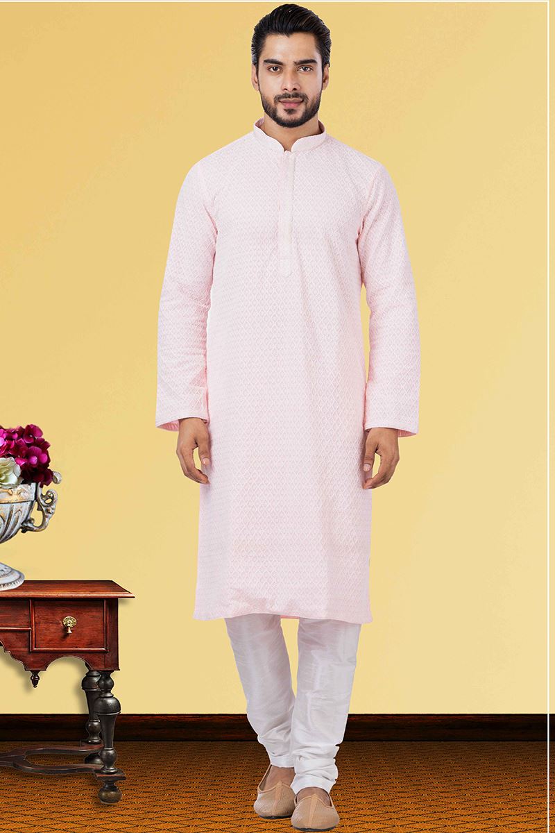 Captivating Light Pink Colored Designer Kurta Set