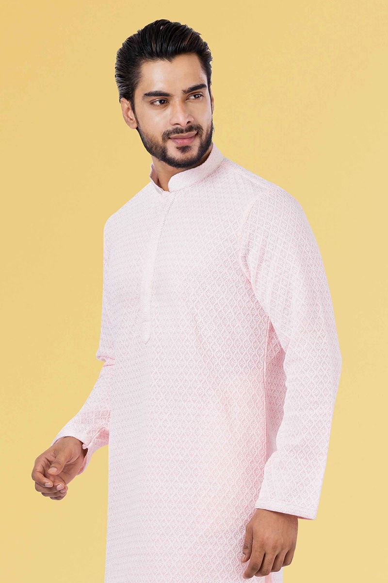 Captivating Light Pink Colored Designer Kurta Set