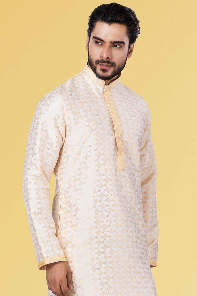 Exquisite Cream Colored Designer Kurta Set