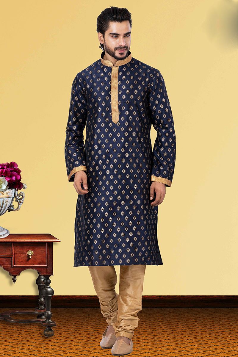 Exuberant Navy Blue Colored Designer Kurta Set