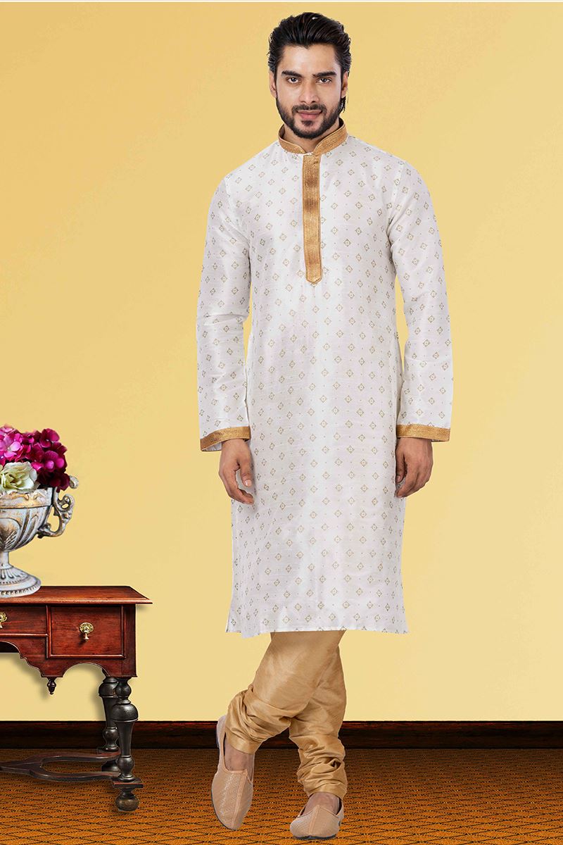 Classy White Colored Designer Kurta Set