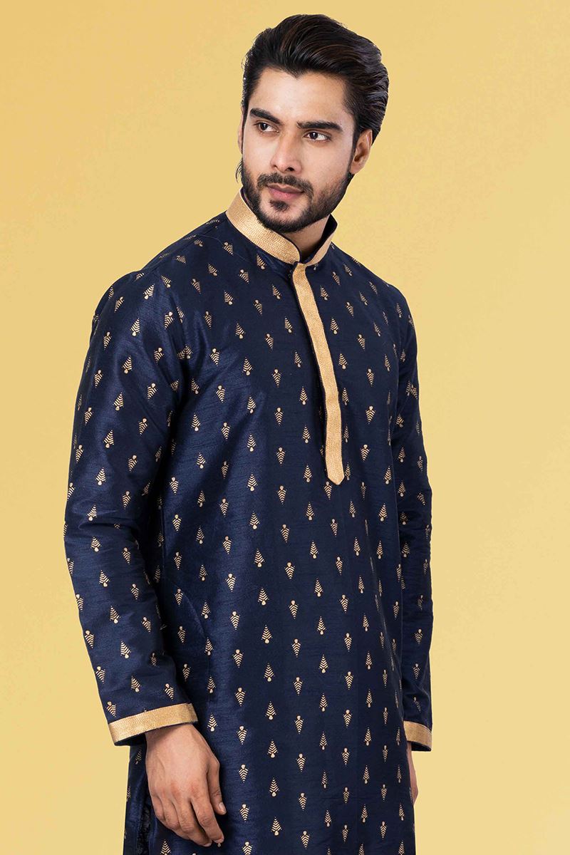 Appealing Navy Blue Colored Designer Kurta Set