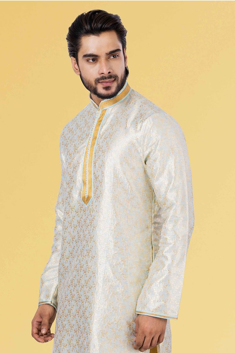 Fashionable Paled Turquoise Colored Designer Kurta Set