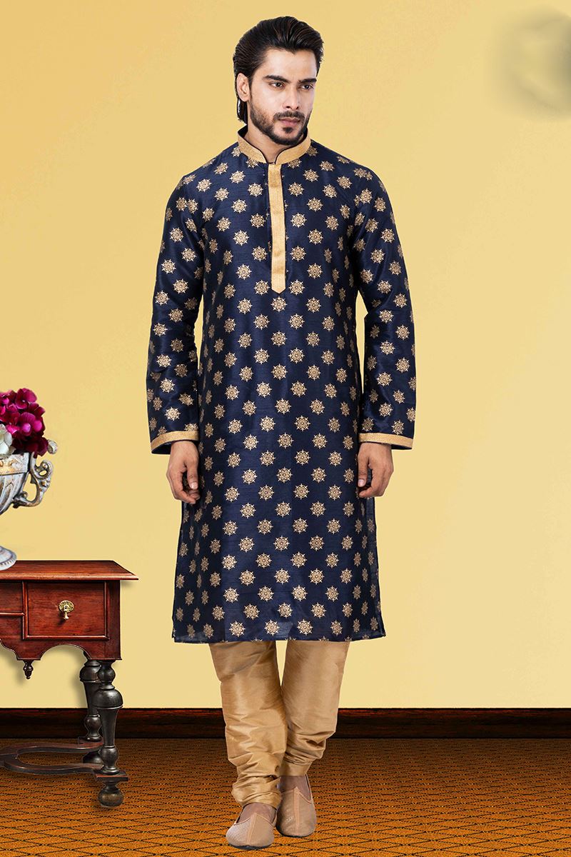 Magnificent Navy Blue Colored Designer Kurta Set