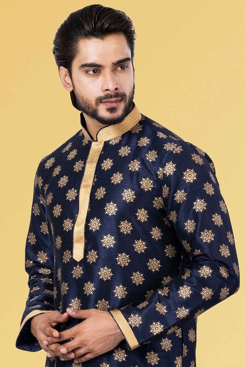 Magnificent Navy Blue Colored Designer Kurta Set