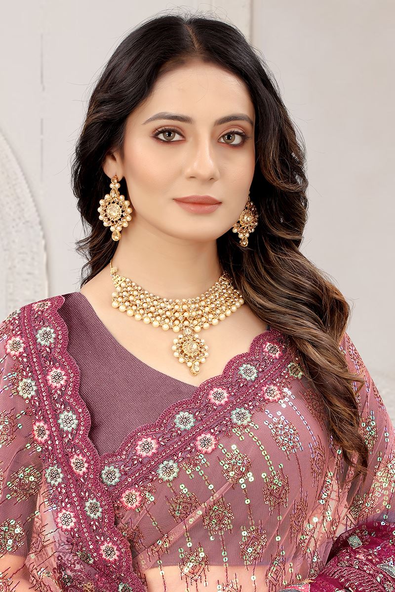 AttractiveWineColored Designer Saree