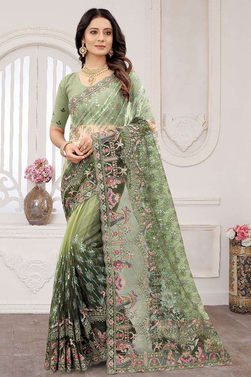 LovelyMehendi Green Colored Designer Saree