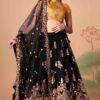Beautiful Black and Mustard Colored Designer Lehenga