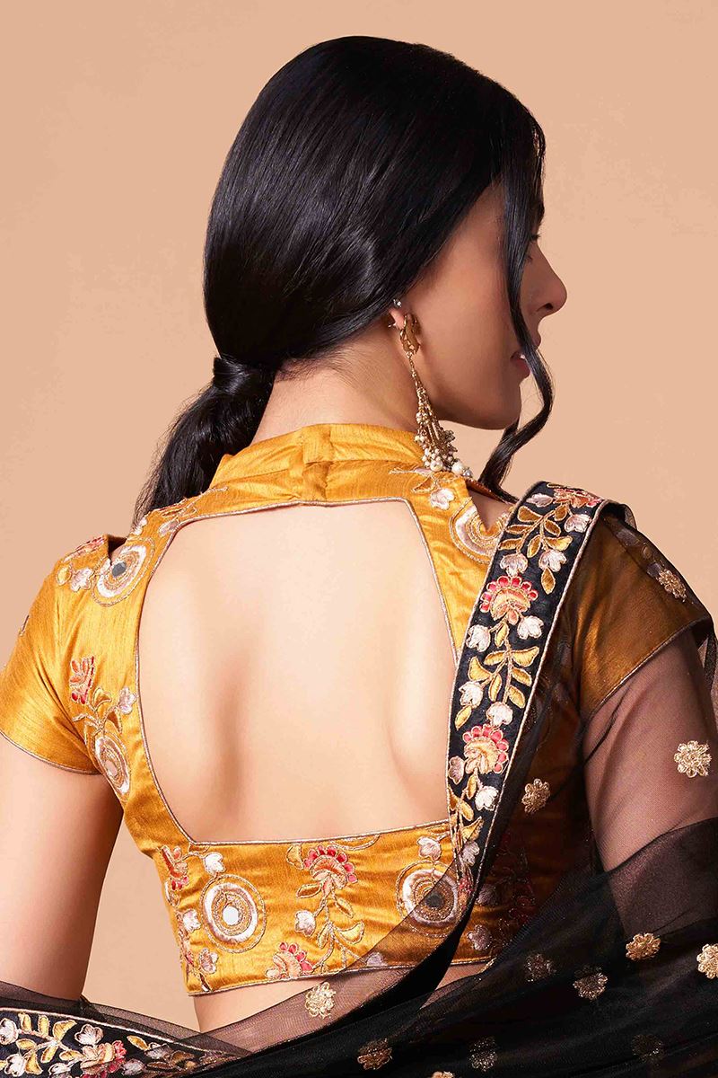 Beautiful Black and Mustard Colored Designer Lehenga