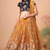 Enticing Mustard and Black Colored Designer Lehenga